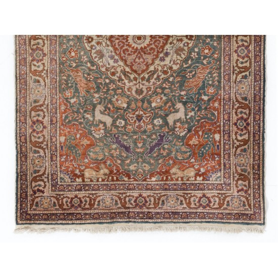 Art Silk Antique Anatolian Hunting Rug Art Silk Antique Anatolian Hunting Rug