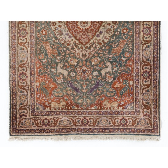 Art Silk Antique Anatolian Hunting Rug