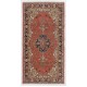 One-of-a-Kind Vintage Hand-Knotted Turkish Rug in Red and Ivory