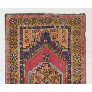 Vintage Handmade Turkish Village Rug, Soft Wool Pile