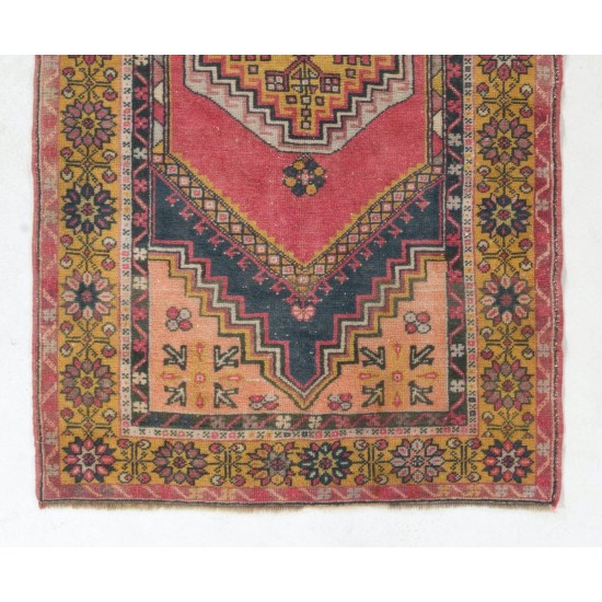 Authentic One of a Kind Handmade Vintage Turkish Village Rug, Soft Wool Pile Authentic One of a Kind Handmade Vintage Turkish Village Rug, Soft Wool Pile