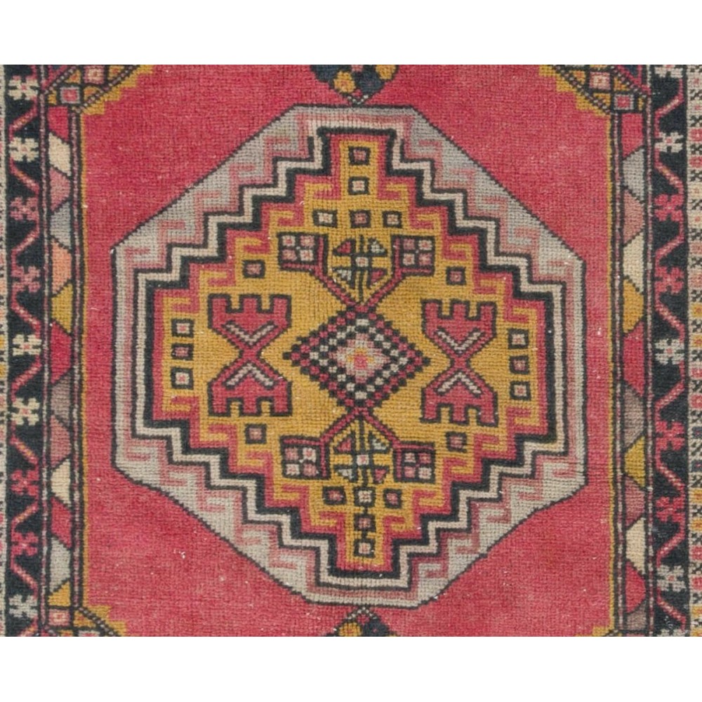 Authentic Handmade Vintage Turkish Village Rug, Soft Wool Pile