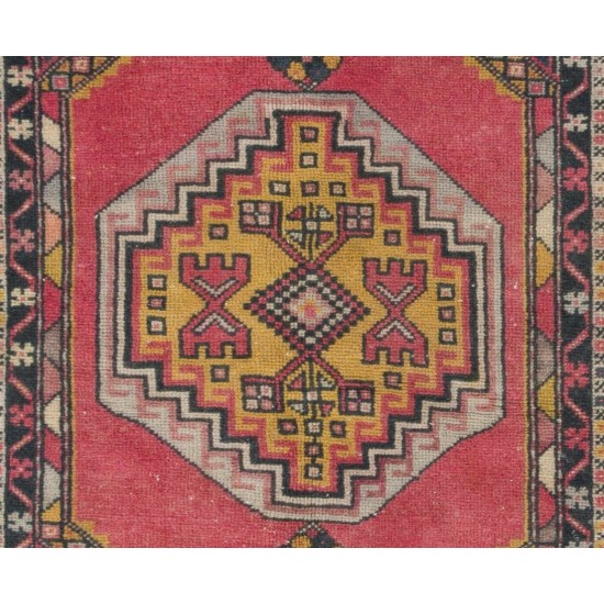 Authentic One of a Kind Handmade Vintage Turkish Village Rug, Soft Wool Pile Authentic One of a Kind Handmade Vintage Turkish Village Rug, Soft Wool Pile