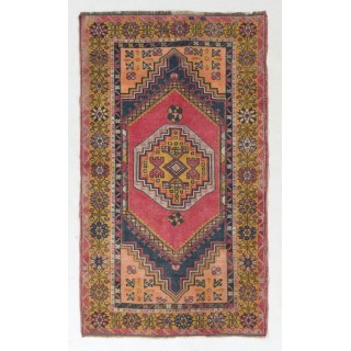 Vintage Handmade Turkish Village Rug, Soft Wool Pile