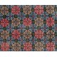 Vintage Hand Knotted Turkish Floral Rug in Red and Blue