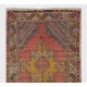 Vintage Hand Knotted Turkish Rug with Wool Pile in soft Red