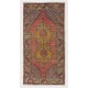 Vintage Hand Knotted Turkish Rug with Wool Pile in soft Red