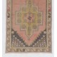 Vintage Hand-Knotted Wool Turkish Area Rug with Geometric Design in Muted Colors