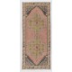 Vintage Hand-Knotted Wool Turkish Area Rug with Geometric Design in Muted Colors