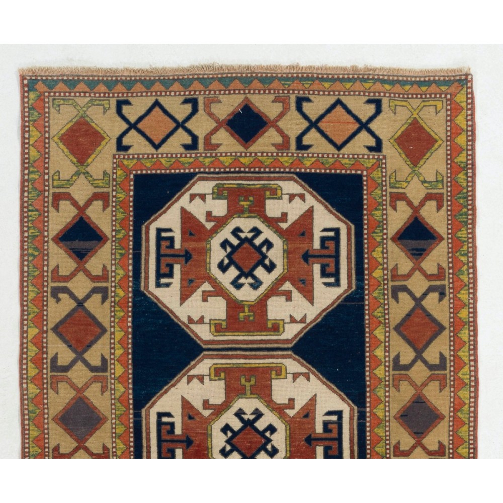 Vintage Caucasian Kazak Rug, Wool Hand Knotted Carpet, Floor Covering
