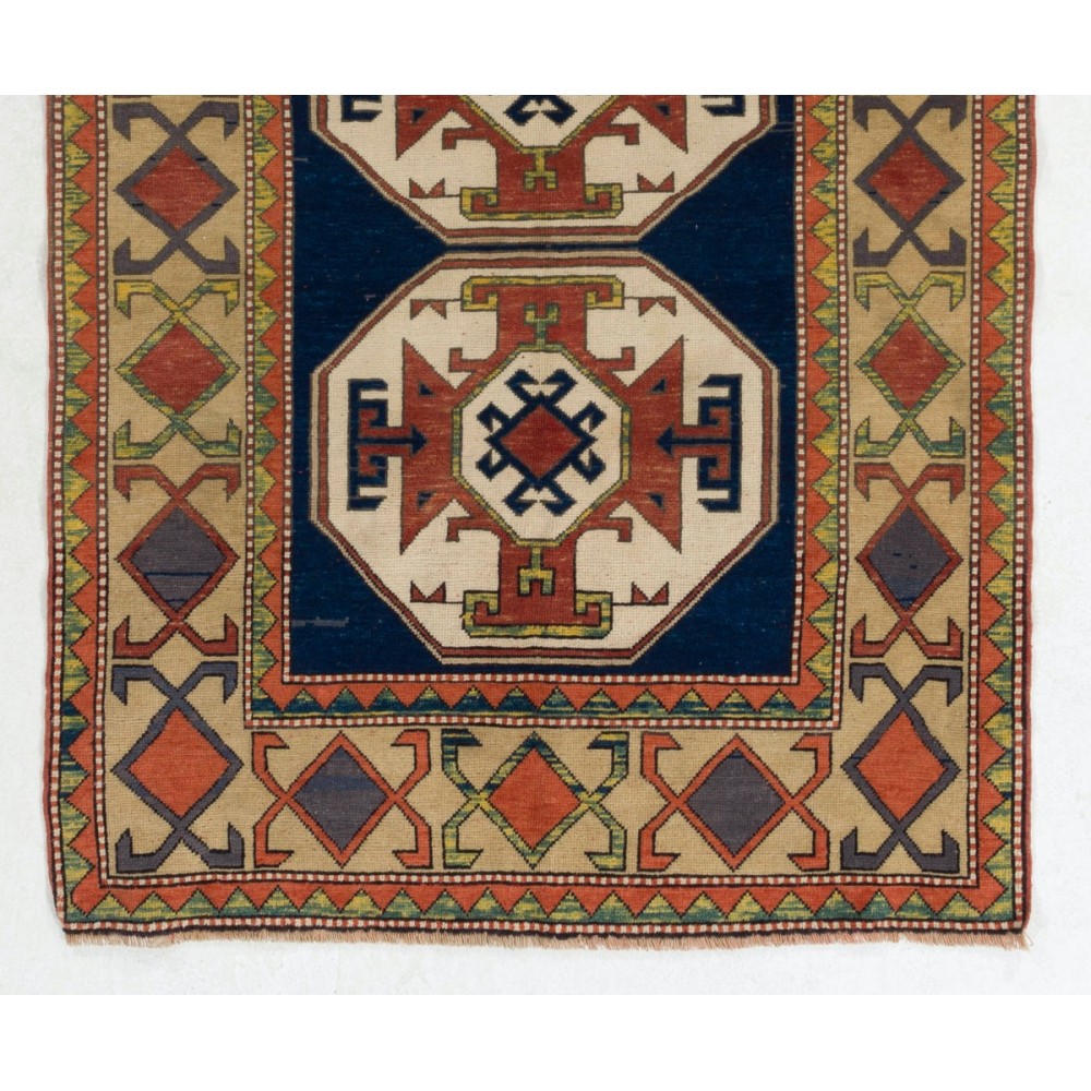 Vintage Caucasian Kazak Rug, Wool Hand Knotted Carpet, Floor Covering