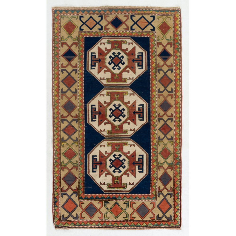 Vintage Caucasian Kazak Rug, Wool Hand Knotted Carpet, Floor Covering