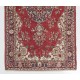 One-of-a-Kind Vintage Hand Knotted Turkish Rug in Red and Ivory