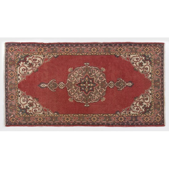 Vintage Turkish Rug, Traditional Handmade Wool Carpet for Home & Office