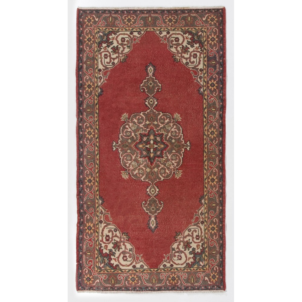 Vintage Turkish Rug, Traditional Handmade Wool Carpet for Home & Office