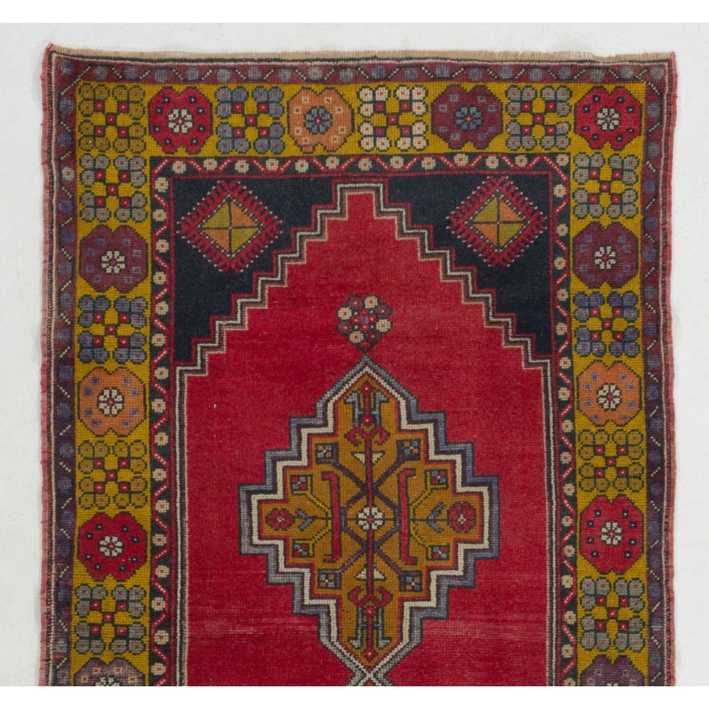 Vintage Anatolian Village Rug. Traditional Wool Oriental Carpet