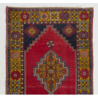 Vintage Anatolian Village Rug. Traditional Wool Oriental Carpet