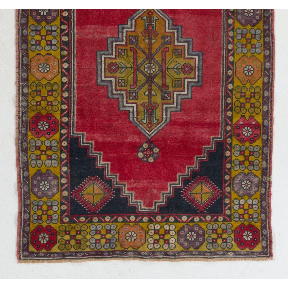Vintage Anatolian Village Rug. Traditional Wool Oriental Carpet