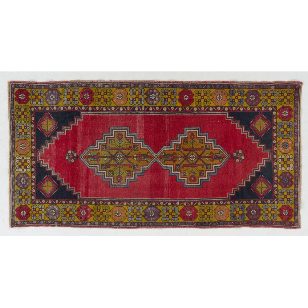 Vintage Anatolian Village Rug. Traditional Wool Oriental Carpet