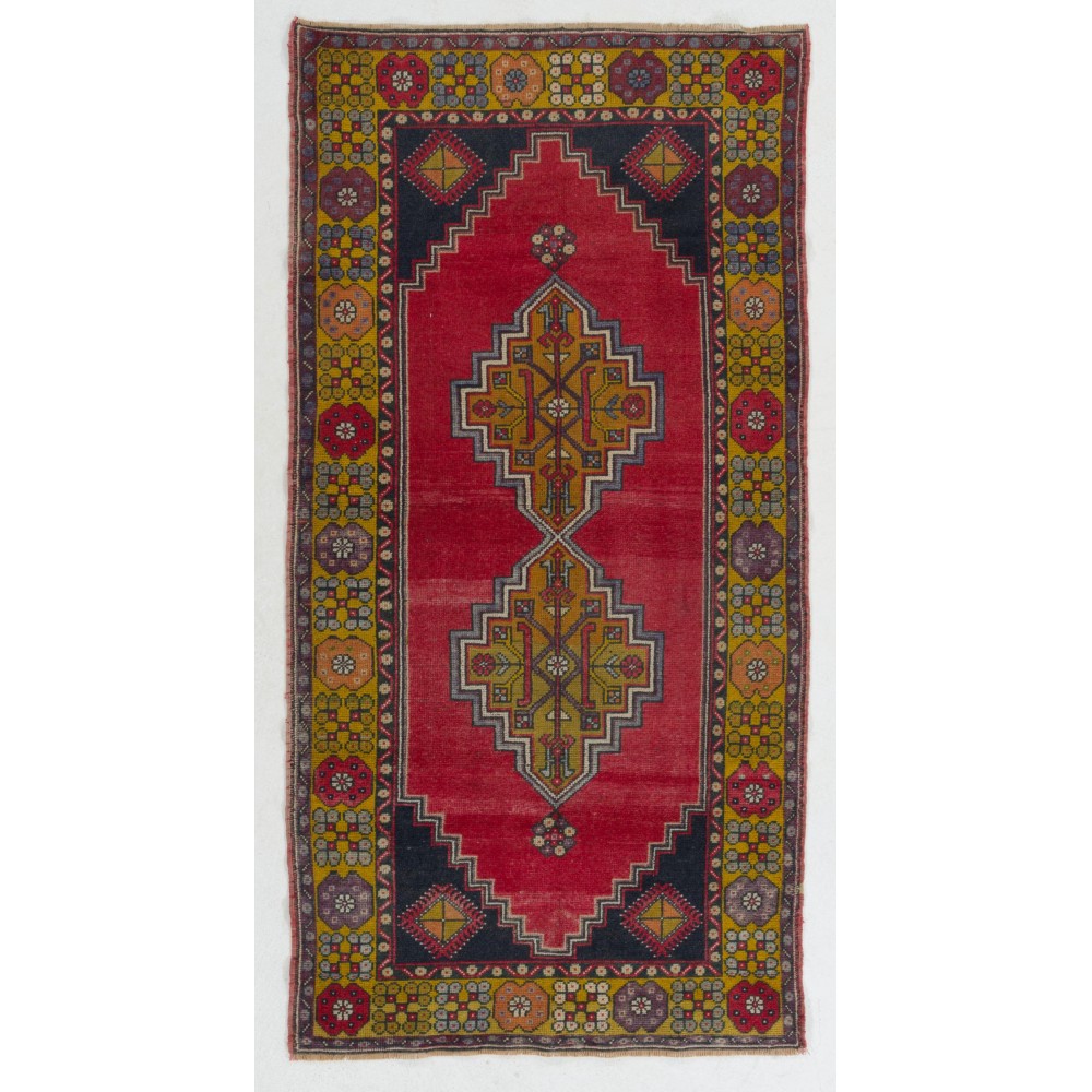 Vintage Anatolian Village Rug. Traditional Wool Oriental Carpet