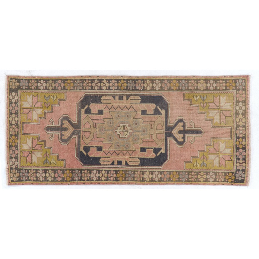 Vintage Hand Knotted Turkish Area Rug, Authentic 1950s Floor Covering, Carpet