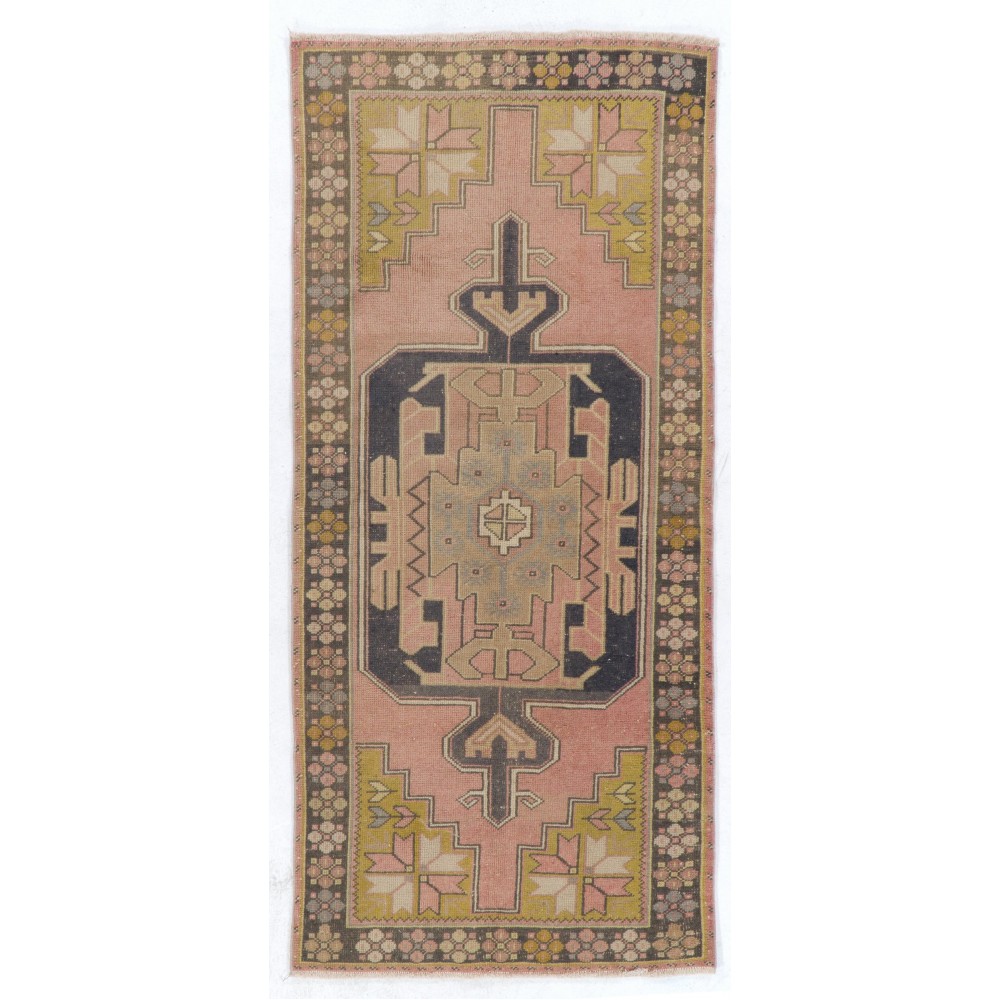 Vintage Hand Knotted Turkish Area Rug, Authentic 1950s Floor Covering, Carpet