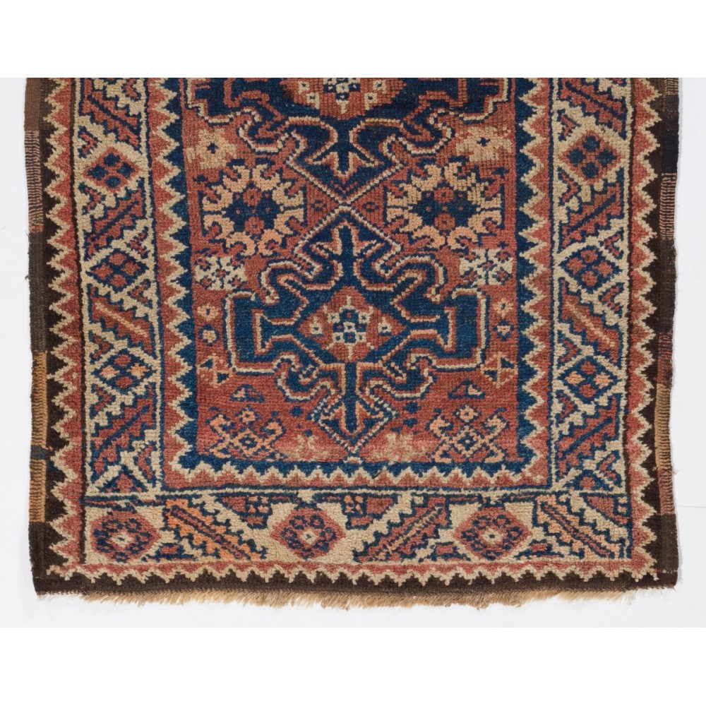 Mid-Century Handmade Anatolian Wool Rug with Geometric Tri-Medallions