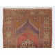 Handmade Vintage Turkish Accent Rug for Country Homes, Rustic, Tribal, Traditional Interiors. Authentic 1950s Floor Covering.