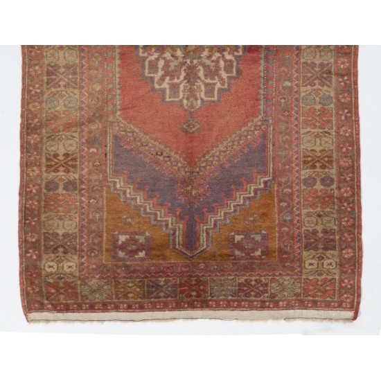 Handmade Vintage Turkish Accent Rug for Country Homes, Rustic, Tribal, Traditional Interiors. Authentic 1950s Floor Covering. Handmade Vintage Turkish Accent Rug for Country Homes, Rustic, Tribal, Traditional Interiors. Authentic 1950s Floor Covering.