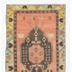 Hand-Knotted Vintage Rug. Traditional Wool Carpet from Turkey. Authentic 1960s Floor Covering