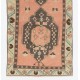 Hand-Knotted Vintage Rug. Traditional Wool Carpet from Turkey. Authentic 1960s Floor Covering