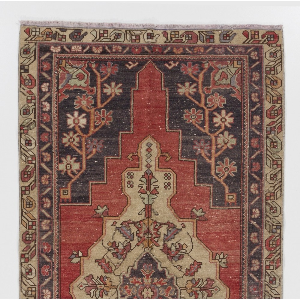 Vintage Handmade Anatolian Village Rug, Traditional Wool Oriental Rug