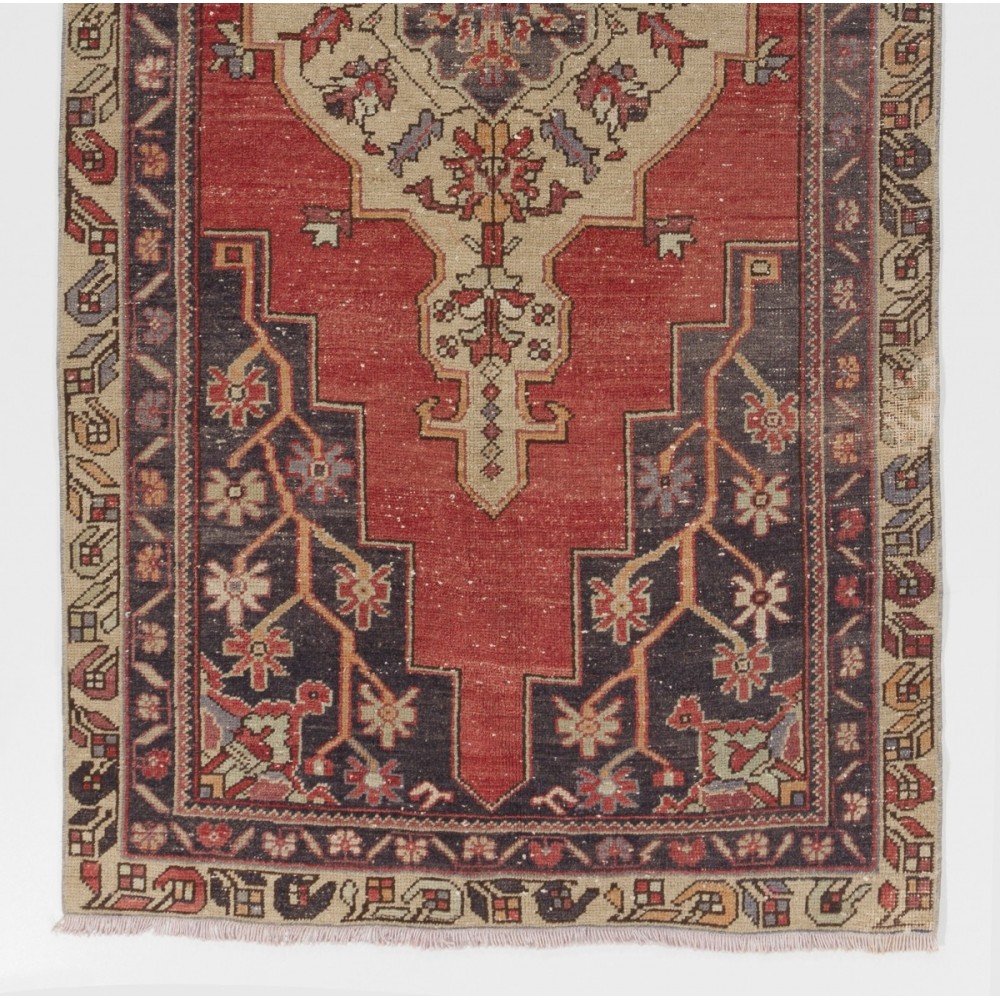 Vintage Handmade Anatolian Village Rug, Traditional Wool Oriental Rug