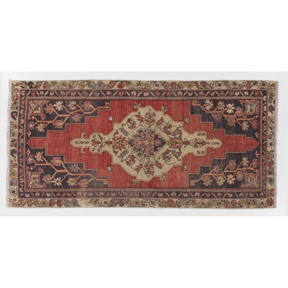 Vintage Handmade Anatolian Village Rug, Traditional Wool Oriental Rug