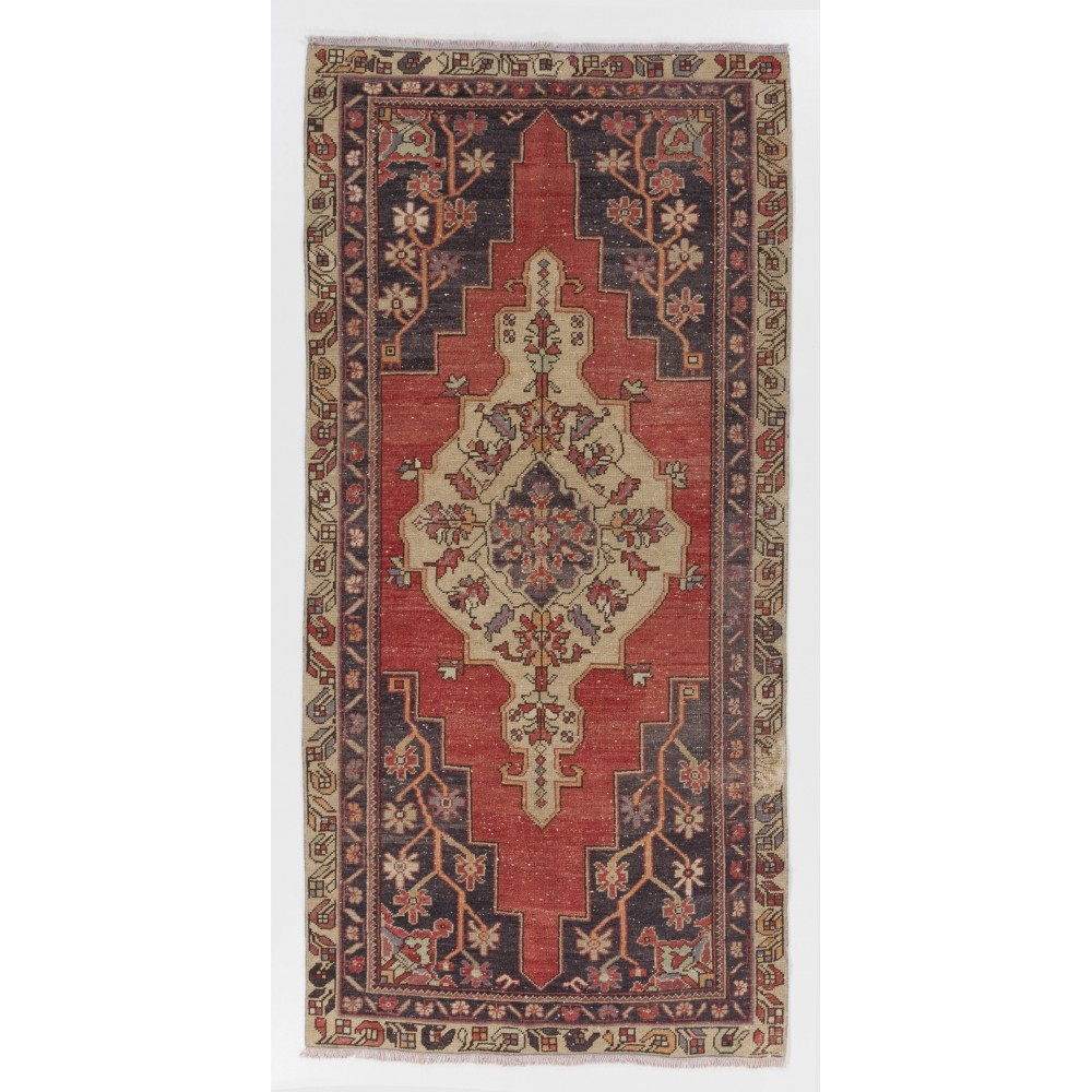 Vintage Handmade Anatolian Village Rug, Traditional Wool Oriental Rug