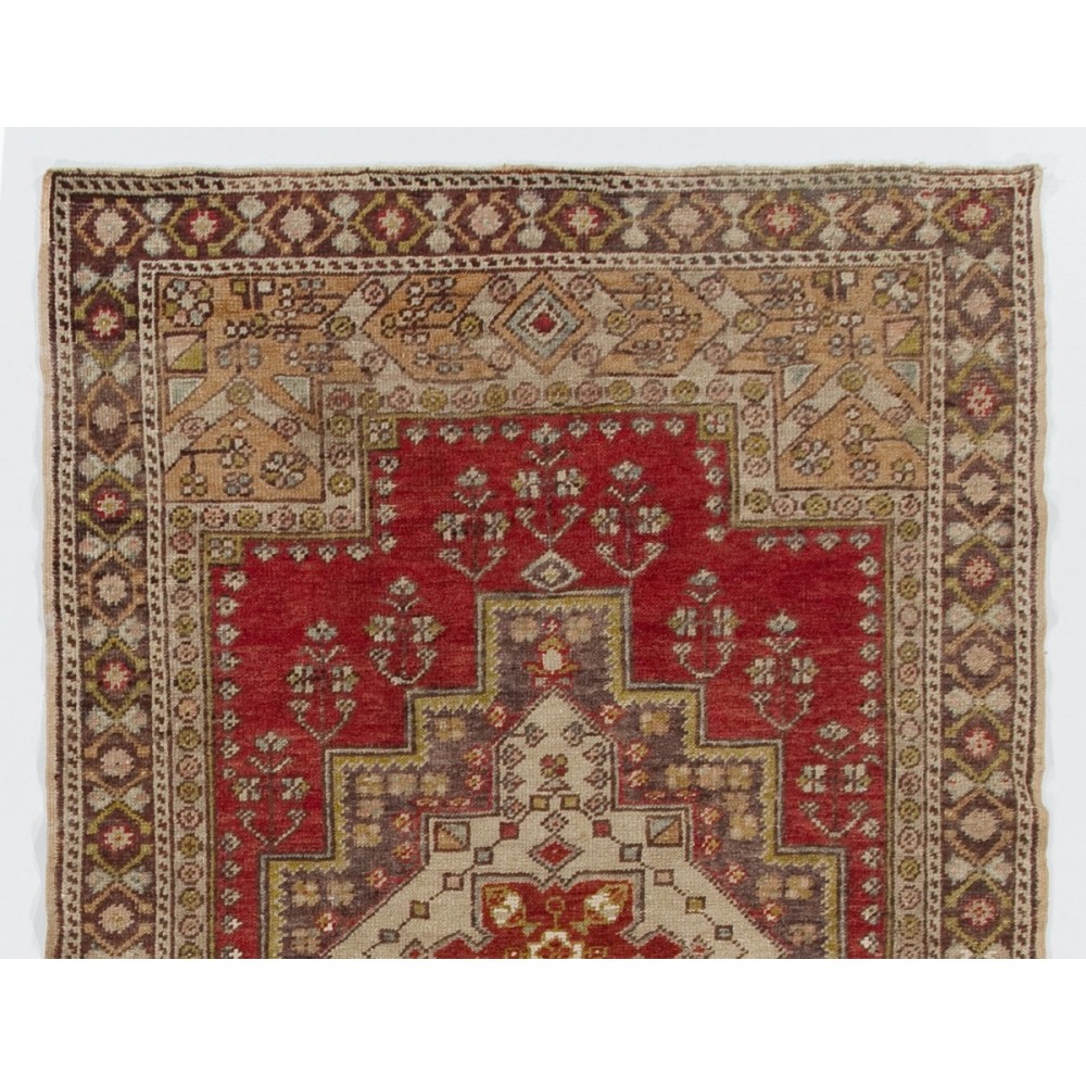 Mid-Century Hand-Knotted Tribal Rug in Soft Colors, 100% Wool Carpet