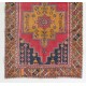 One of a kind vintage area Rug from Cappadocia. Soft, Wool runner, carpet. Red, Mustard Yellow, Orange, Navy Blue colors