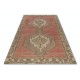 Vintage Tribal Rug in Soft Red and Beige Colors. Hand-Knotted Central Anatolian Carpet