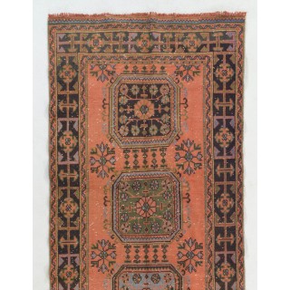 Authentic Vintage Turkish Village Runner. Hand-knotted Wool Rug for Hallway