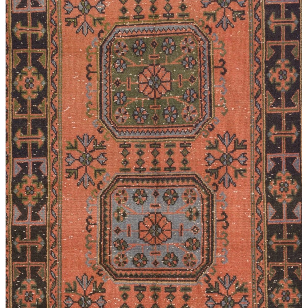 Authentic Vintage Turkish Village Runner. Hand-knotted Wool Rug for Hallway