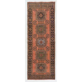 Authentic Vintage Turkish Village Runner. Hand-knotted Wool Rug for Hallway