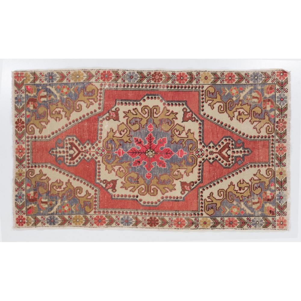 Vintage Handmade Area Rug. Ca 1960. Wool Carpet for Home & Office
