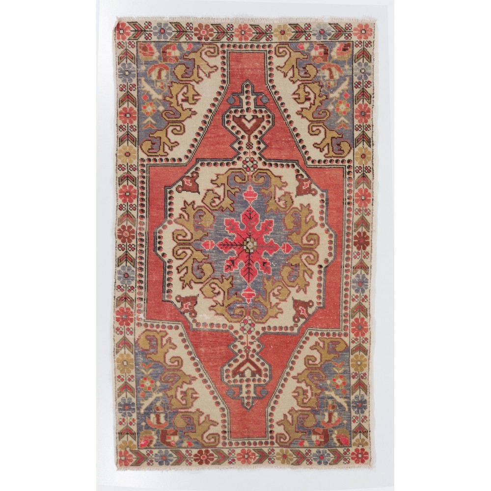 Vintage Handmade Area Rug. Ca 1960. Wool Carpet for Home & Office