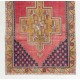 Vintage Hand Knotted Turkish Area Rug with Wool Pile in Red and Gold