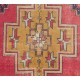 Vintage Hand Knotted Turkish Area Rug with Wool Pile in Red and Gold