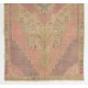 Vintage Hand Knotted Turkish Area Rug in Pink with Geometric Design