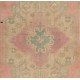 Vintage Hand Knotted Turkish Area Rug in Pink with Geometric Design