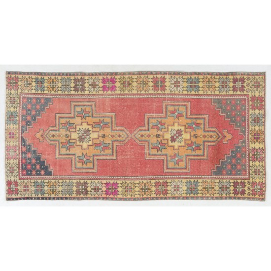 Vintage Anatolian Village Area Rug. Hand-Knotted Carpet, Wool Floor Covering