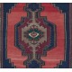 Unusual One of a Kind Vintage Turkish Rug. Navy Blue, Red, Green Gray