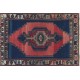 Rustic Farmhouse Decor Vintage Turkish Area Rug in Navy Blue, Red, Green & Gray. Unique Handmade Carpet with Cottage Style